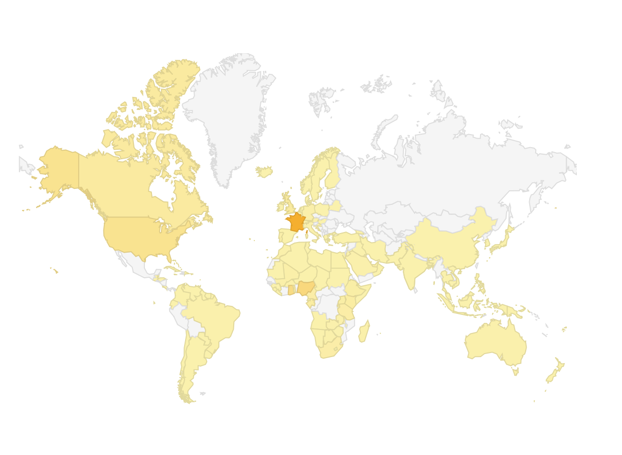 Carte du monde Afrosmeet